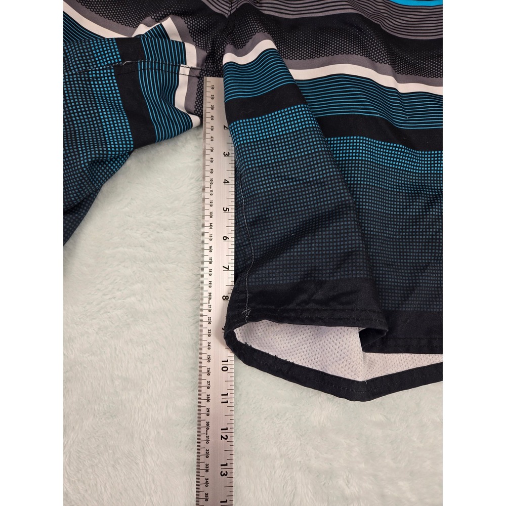 Ocean Pacific Mens Board Shorts Size M 32-34 Black Blue Striped Swim Trunks OP - Picture 7 of 12